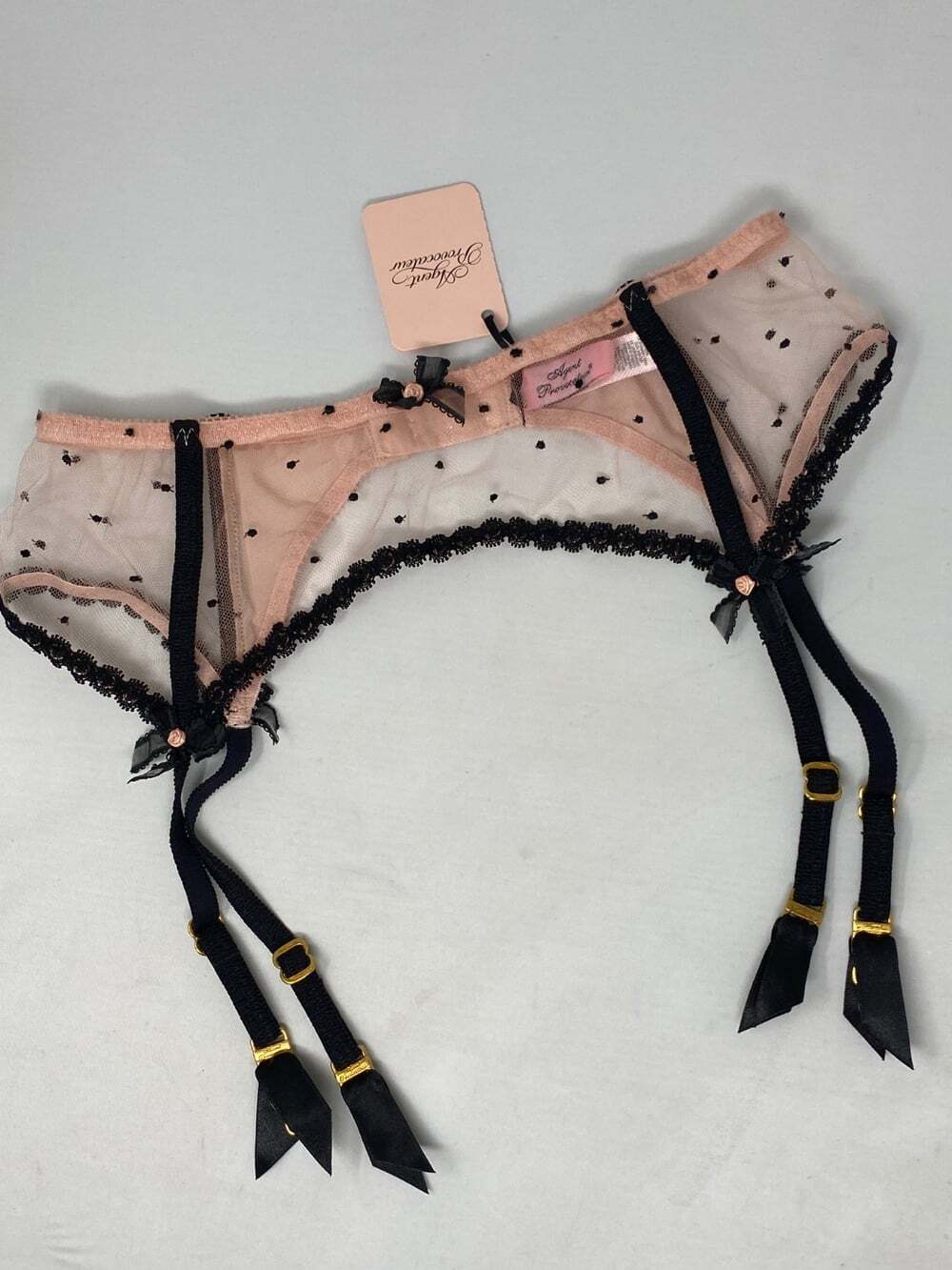 Agent Provocateur Poppie Nude Black Suspender AP4 Large NWT